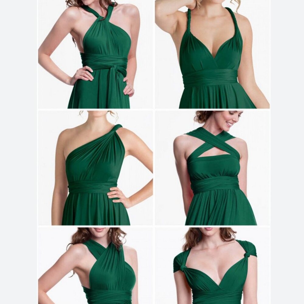 Sakura Midi - Convertible Semi-Formal Dresses by Henkaa - Emerald Green